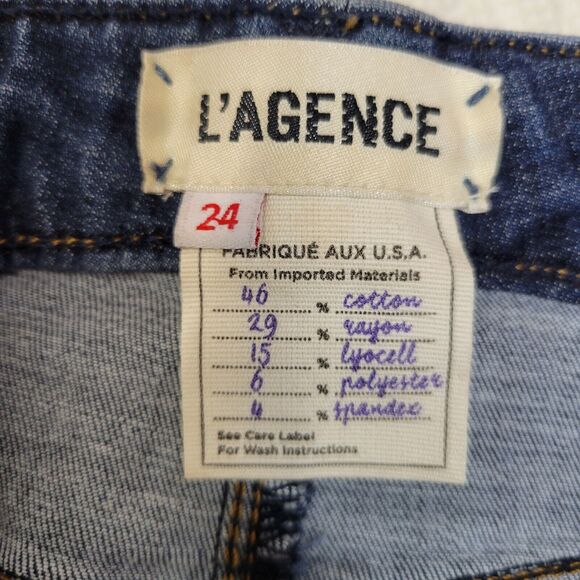 L'Agence Jeans Womens 24 Skinny Mid Rise Zip Hem Designer Sexy USA Medium Wash - Picture 6 of 9